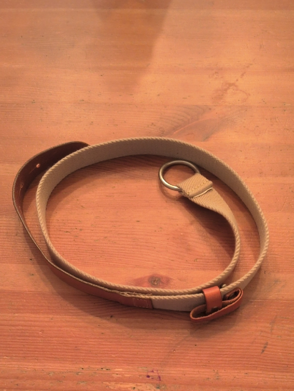 Canvas and Leather Women's XS Belt in Beige and Brown